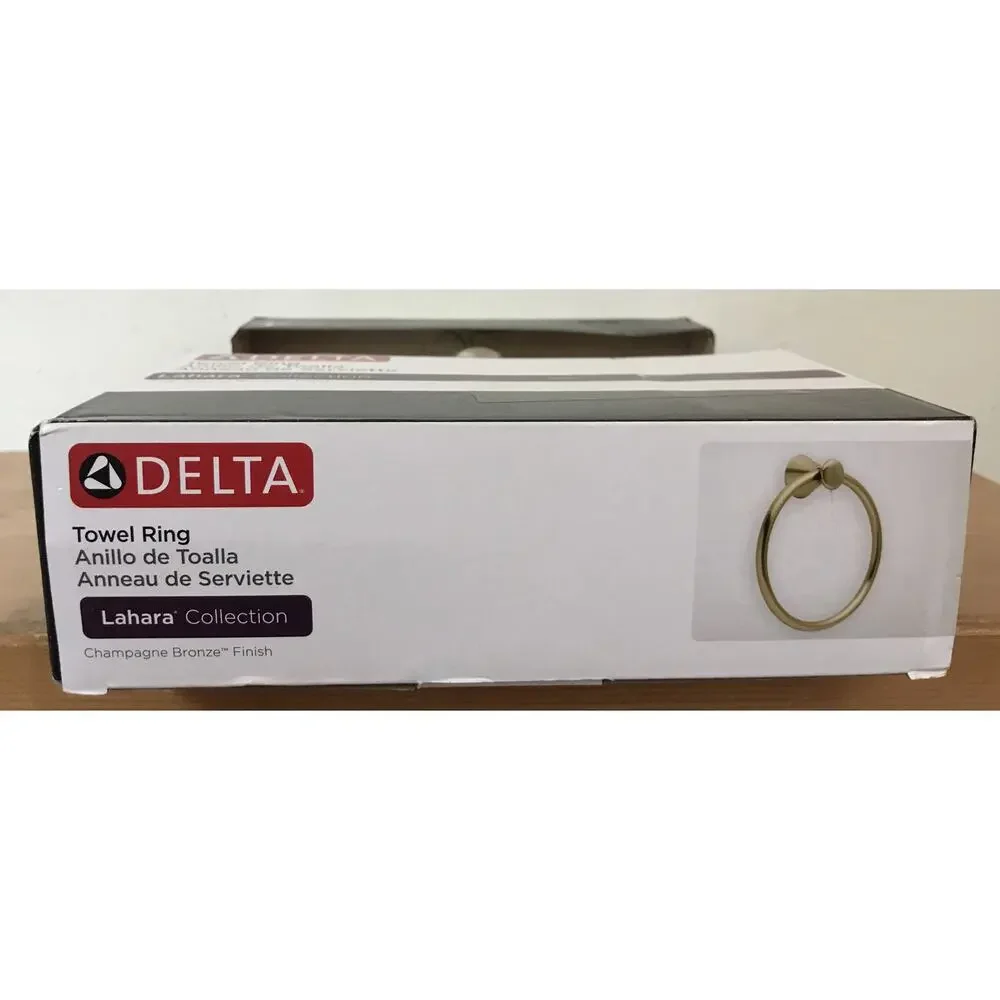New Sealed Delta Lahara Collection Champagne Bronze Bathroom Hand Towel Ring